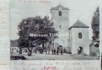 Pohľadnica katolíckeho kostola - r.1913 Pohľadnica katolíckeho kostola - r.1913